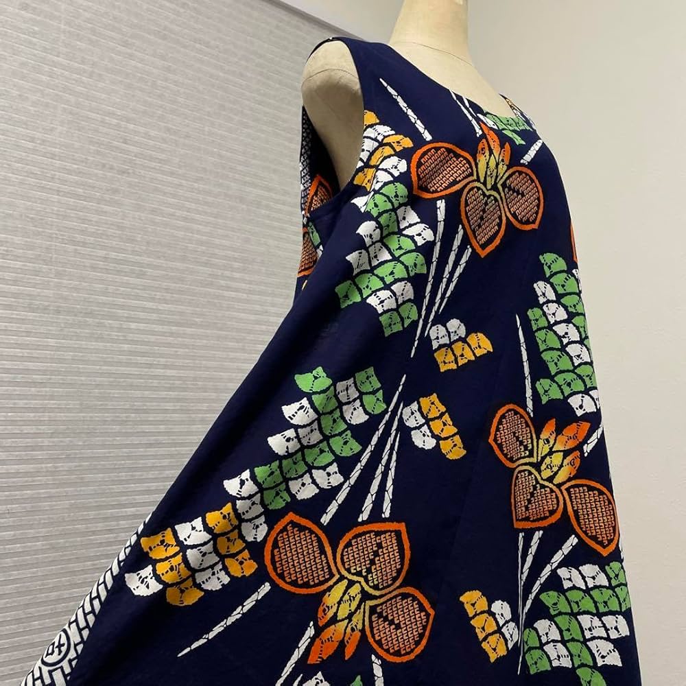 浴衣反物☆菖蒲柄と格子柄のAラインワンピース(M〜L) 浴衣反物☆菖蒲柄と格子柄のAラインワンピース(M〜L) Amazon.